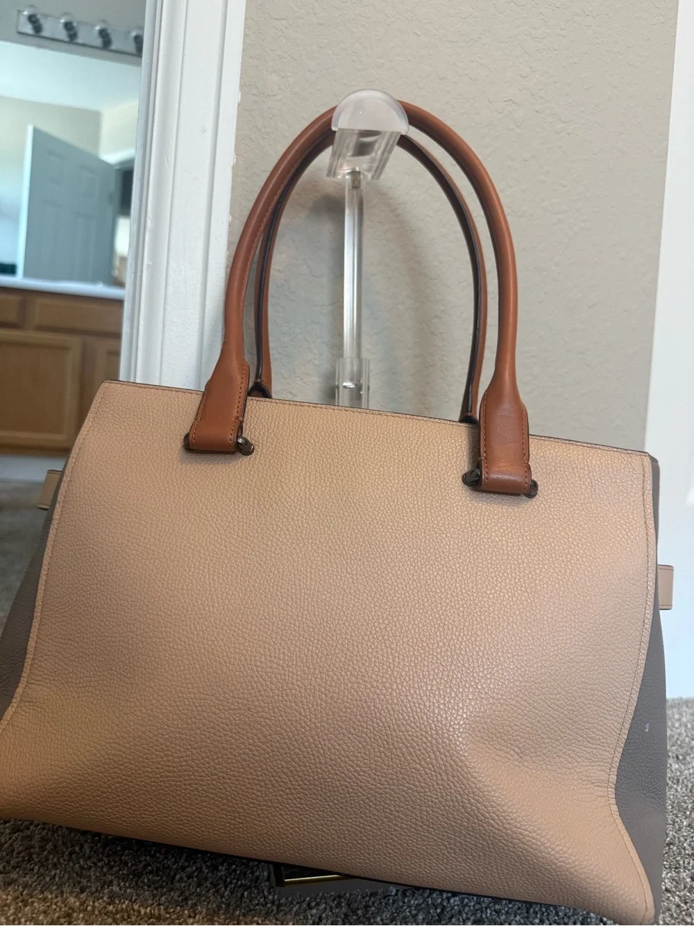 Coach SwaggerCarryall 36514 Color-block pebble leather  w/ gunmetal hardware